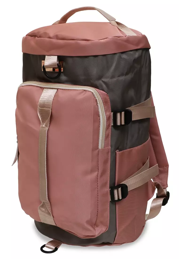 Jovin Travel Backpack Unisex with Long Strap Large Space Tas Travel Kombinasi Warna Material Nylon ORIGINAL - Pink