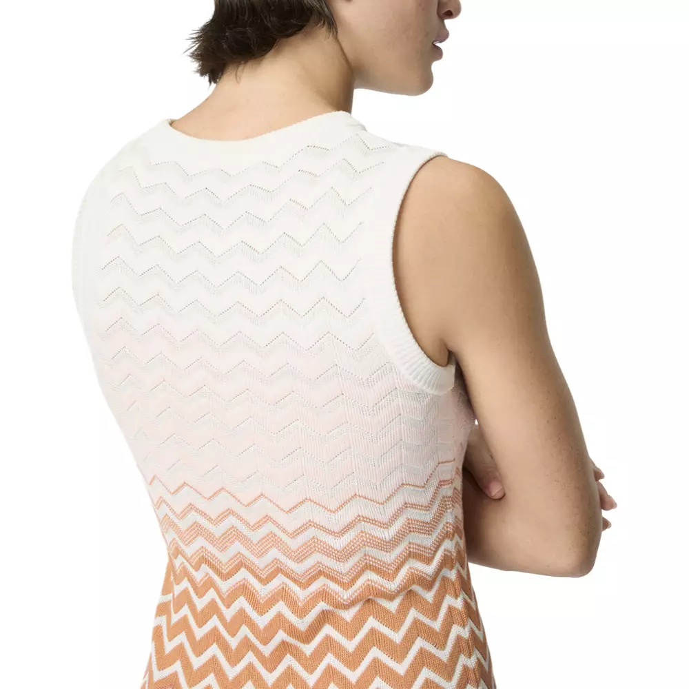 Jacquard Cotton Viscose Blend Sleeveless Short Dress Light Blue and Yellow Tones