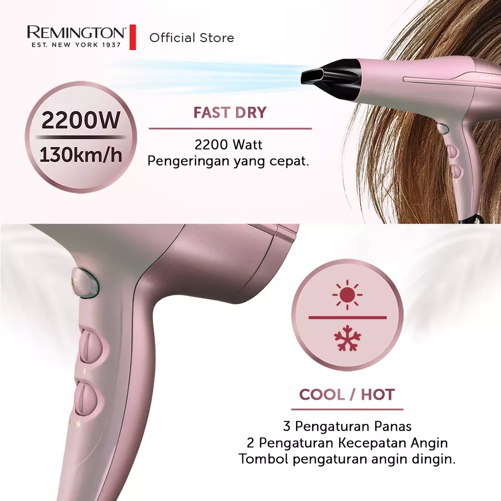 Remington Hairdryer / Pengering Rambut Coconut Smooth D5901