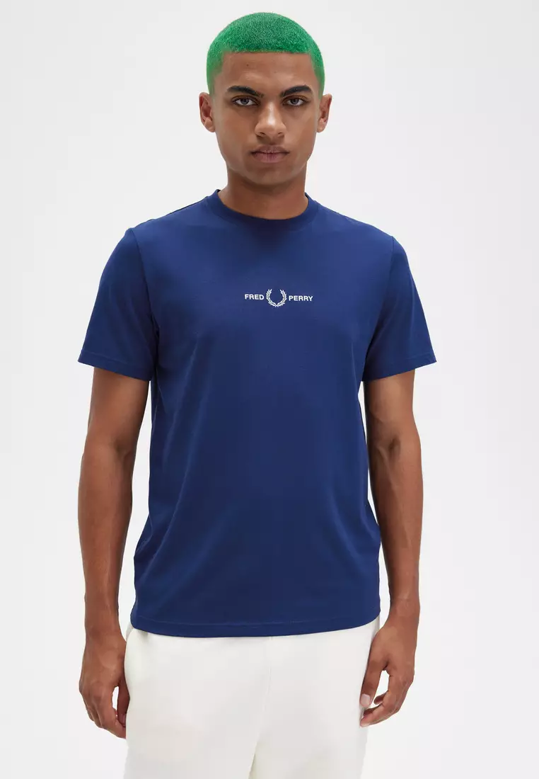 Buy Fred Perry Fred Perry M4580 Embroidered T-Shirt (French Navy) 2023 ...
