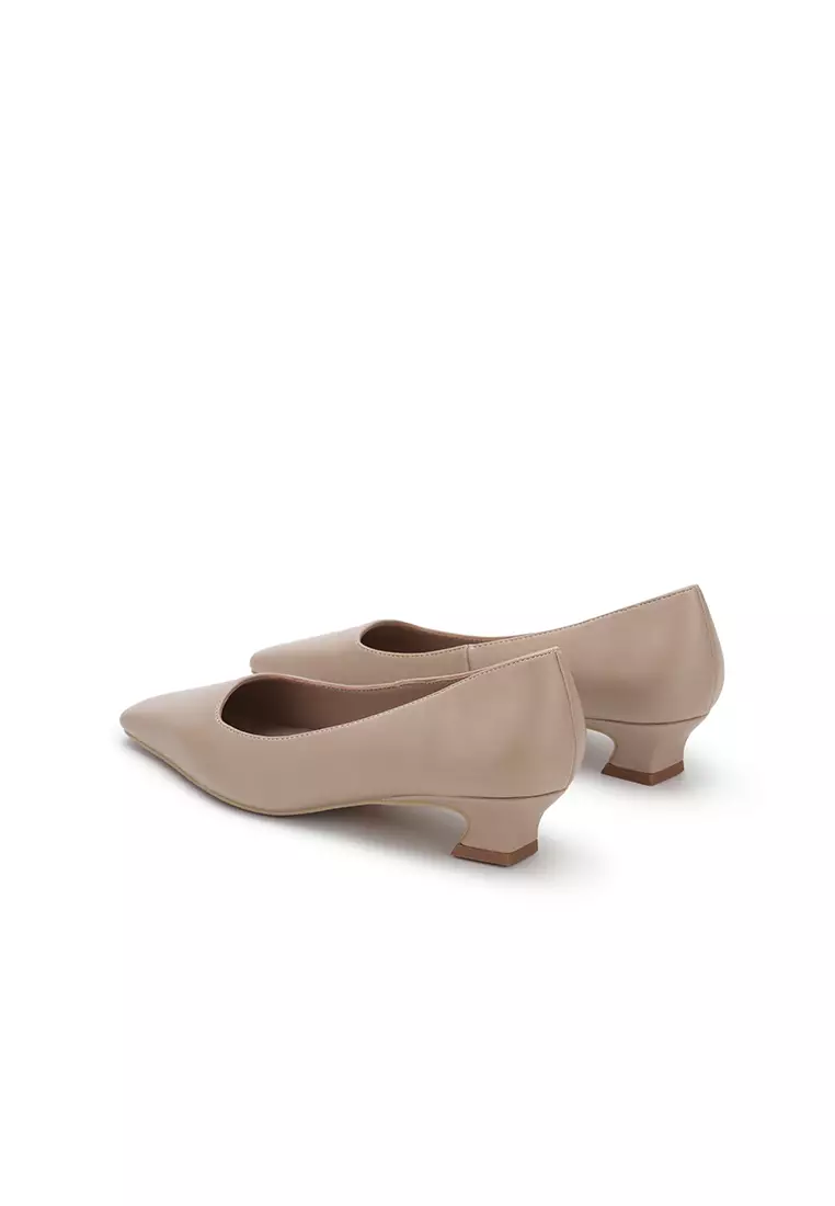 SQUARE TOE SCULPTURE HEEL PUMP 素面方頭底跟鞋