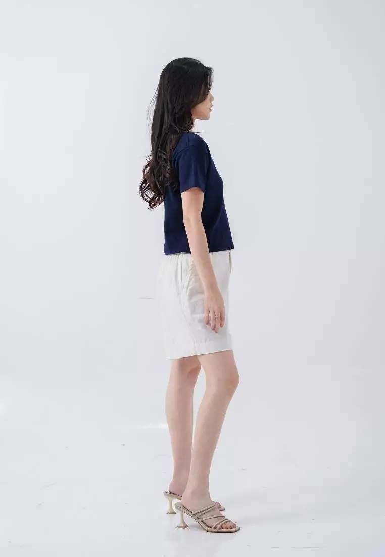 Mille fleur marcia crop top navy