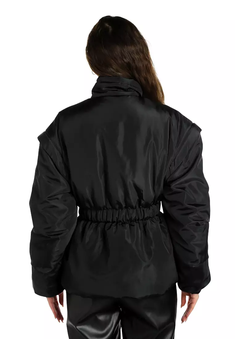 黑色收腰羽絨服