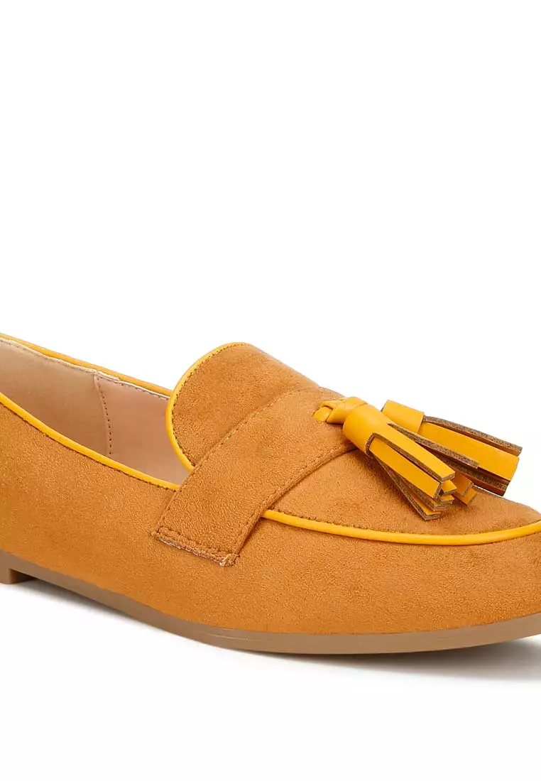 Micro Suede Tassel Loafers in Tan