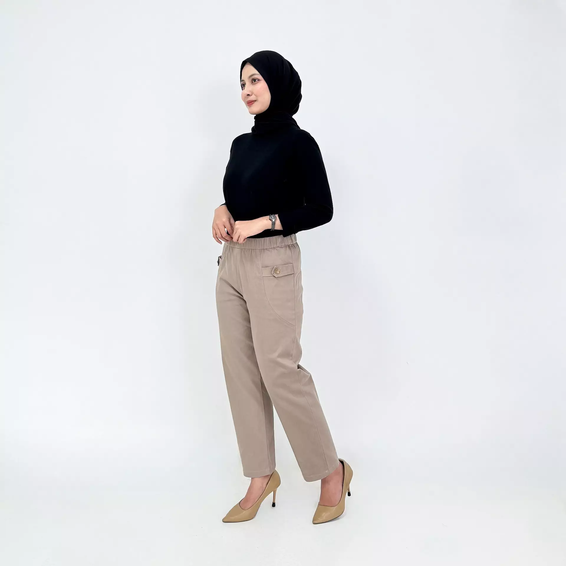 Mia Twill Baggy Pants - Celana Panjang Wanita Polos COKLAT