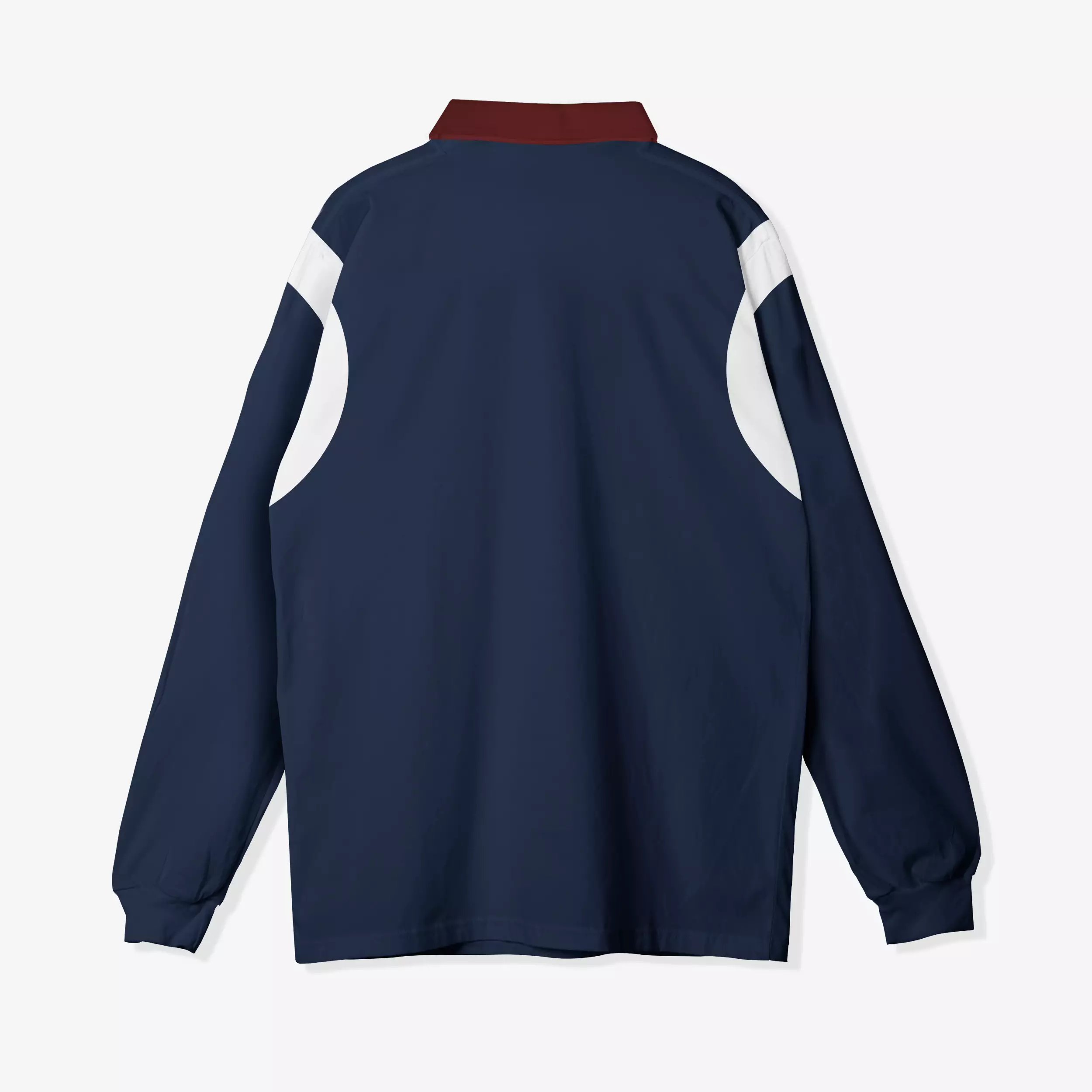 OOTDSUPPLY Longsleeve Polo Rugby Regular Springfield Navy Red l Shirt Lengan Panjang l Kaos Kerah I Kaos Salur LSRB007