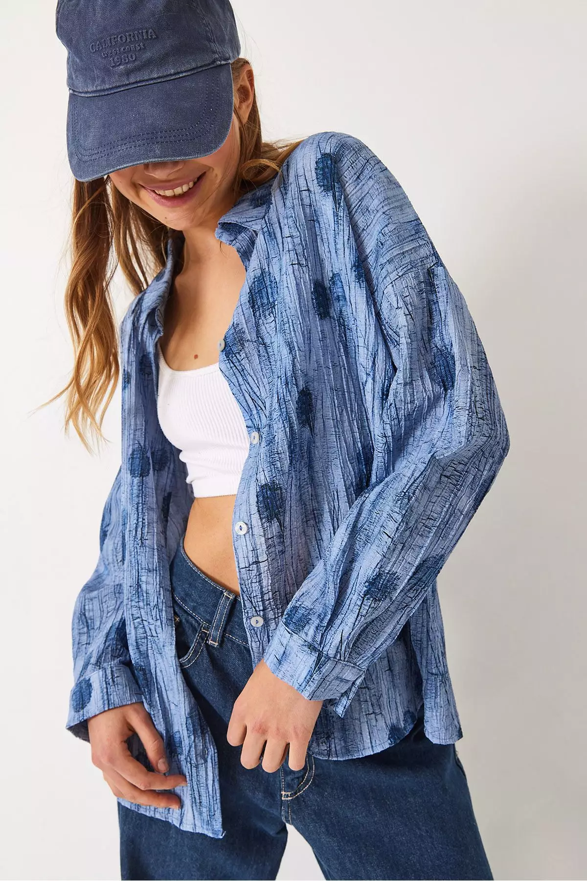 Women's Off Shoulder Print Oversize Shirt 60398 60271063