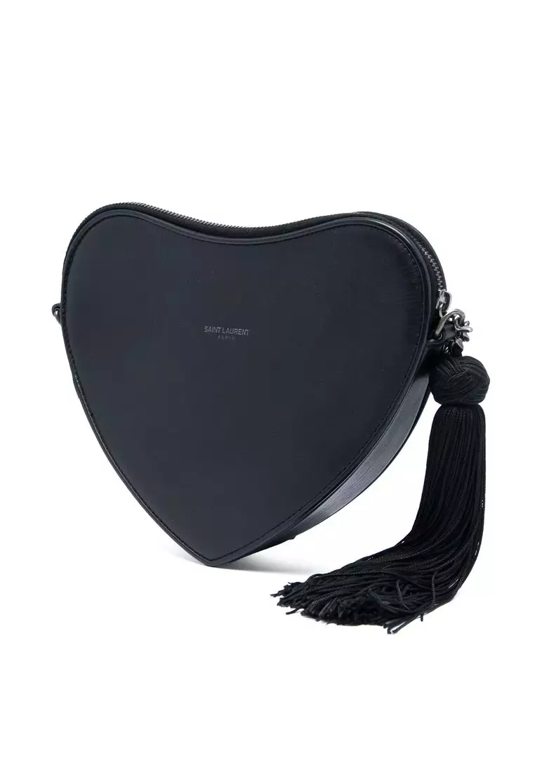 Pre-Loved Saint Laurent Leather Monogram Heart Tassel Crossbody