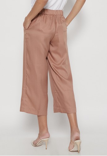 Jual Odiva  Woman FERIN STRIPED CULOTTES BEIGE Original 