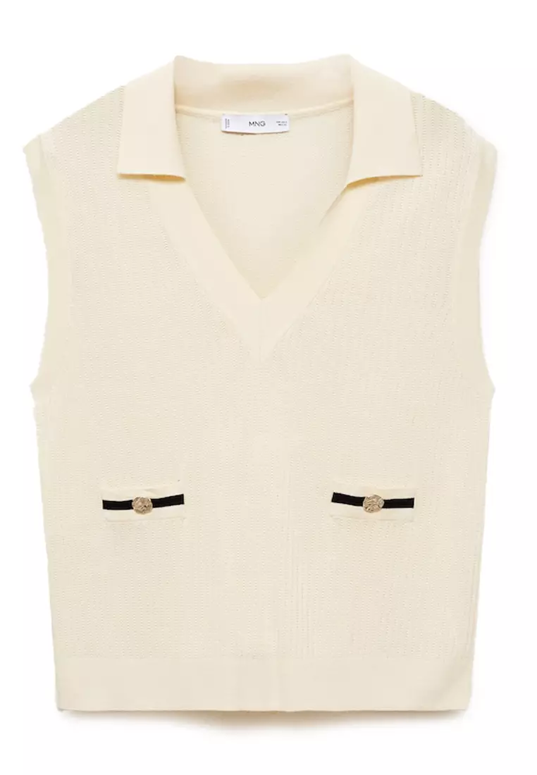Buy Mango Knitted Gilet With Contrasting Pockets 2025 Online ZALORA