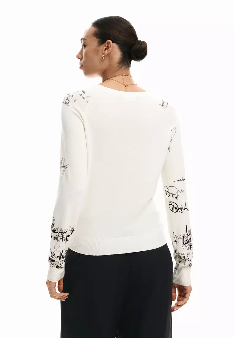 Lettering sleeve sweater