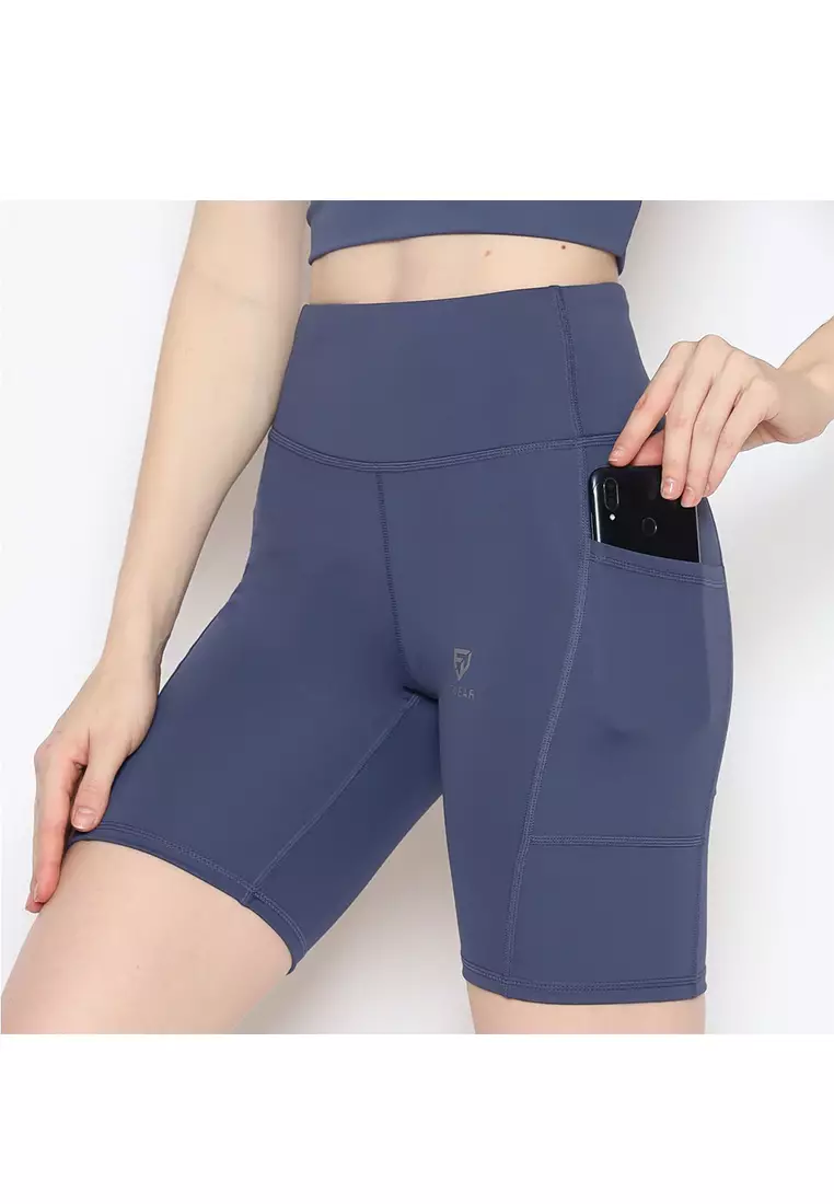 Fitwear - Celana / Legging Pendek Olahraga Wanita KARINA BASIC POCKET MEDIUM WAIST - NAVY