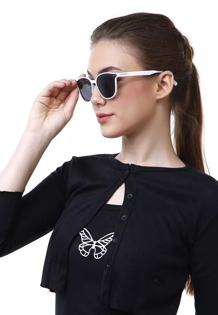 Berli Kacamata Hitam Wanita Model Cat Eye Premium Quality - Putih