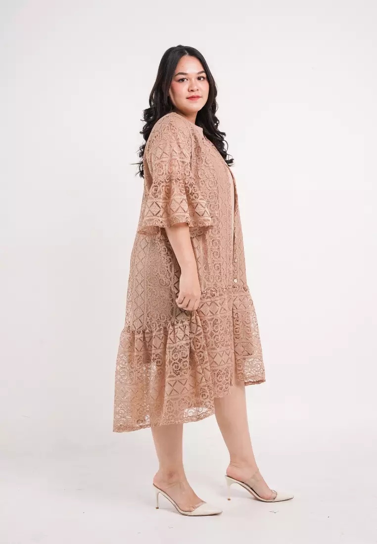 Plus Size Party Dress Aveline Gold