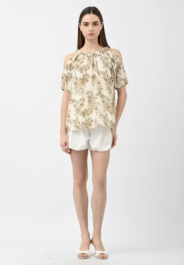 Cold Shoulder Floral Shirt