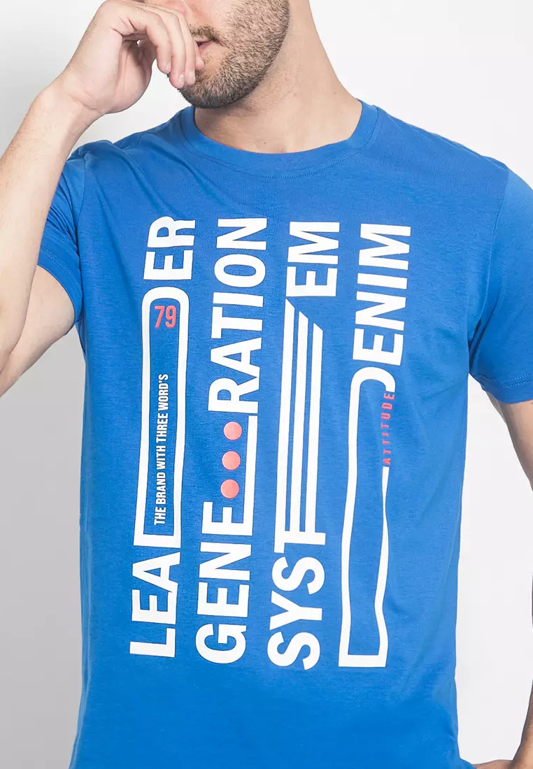 LGS - Kaos Youth Casual - Sablon LGS Denim - Biru - Slim Fit