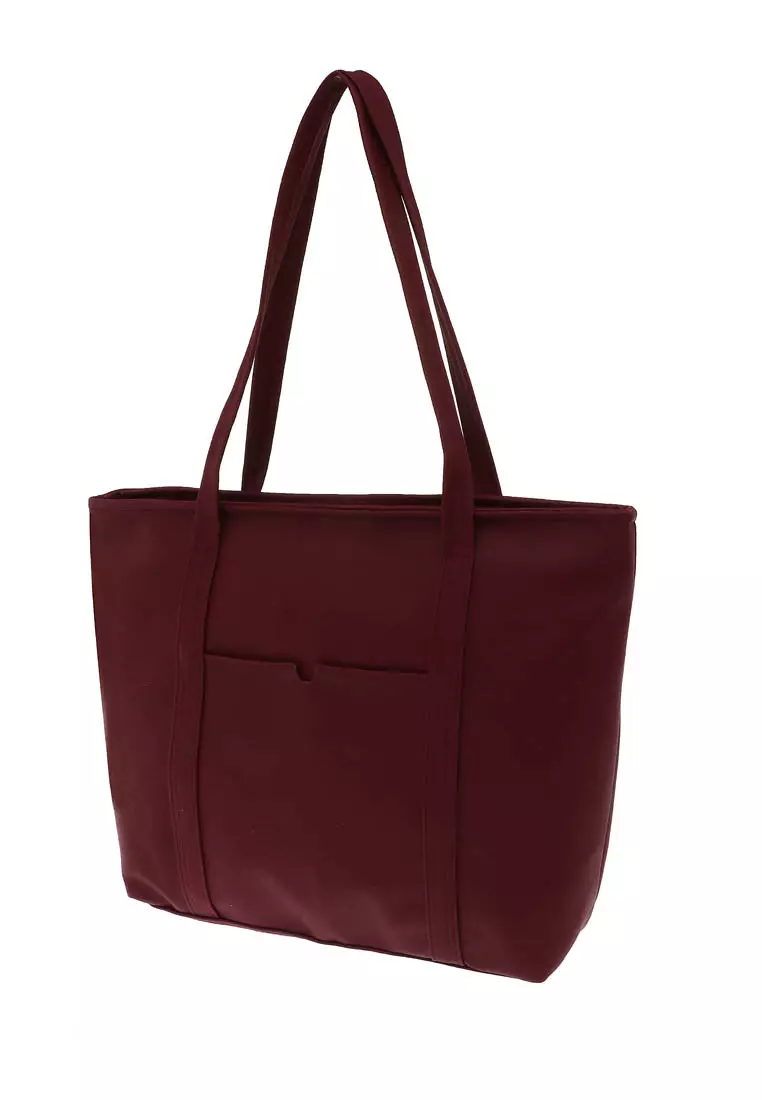Aznii Tas Wanita Polos Design Simple Tote Bags Woman Casual - Maroon