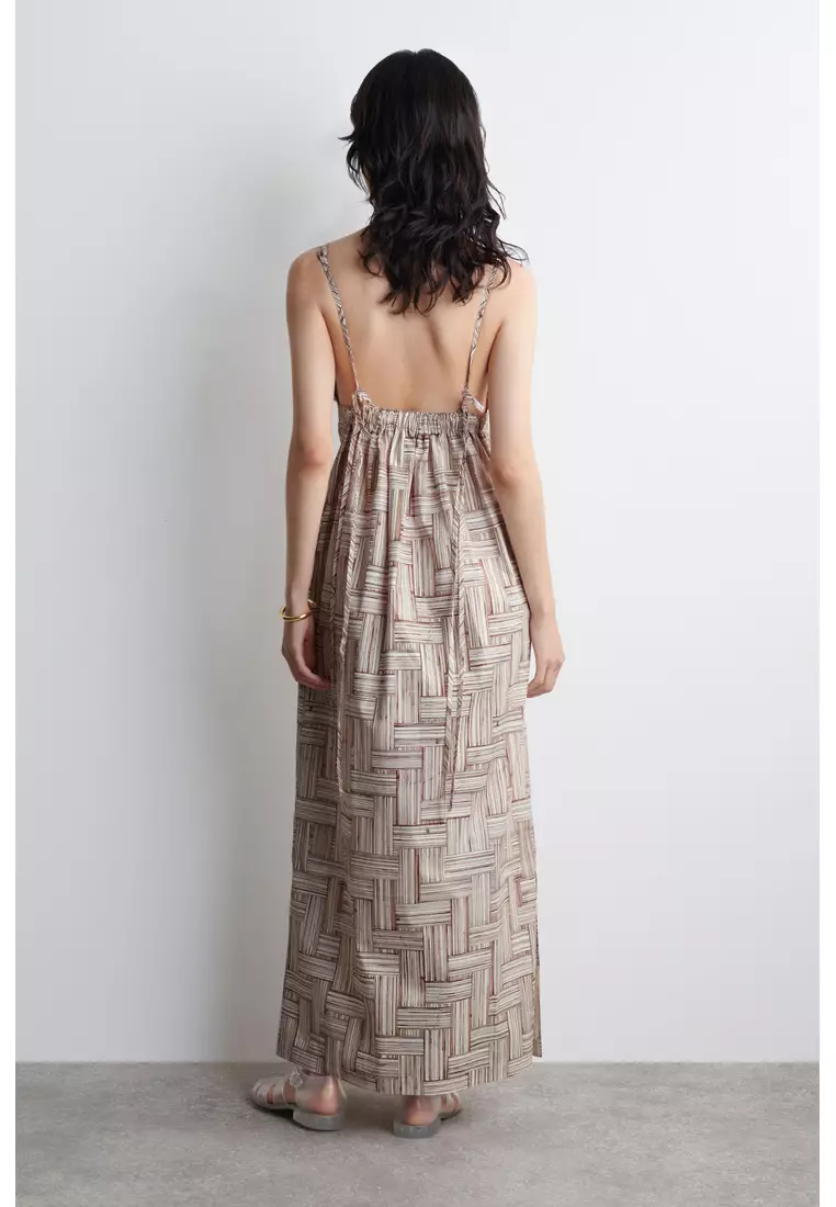 PRINTED V-NECK MAXI DRESS