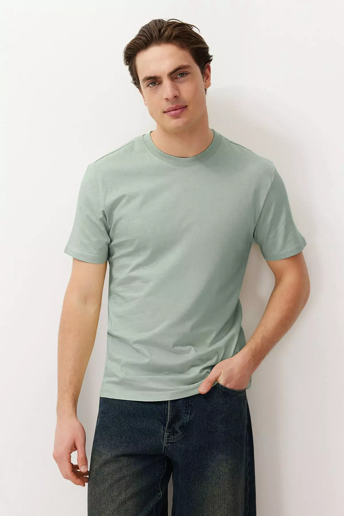 Unisex Mint-Khaki-Brown Slim/Fitted Fit 5 Pack 100% Tok Fabric T-Shirt Tmnaw20Ts0243