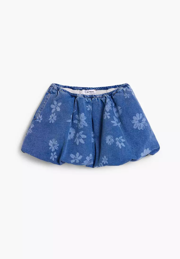 Denim mini bubble skirt