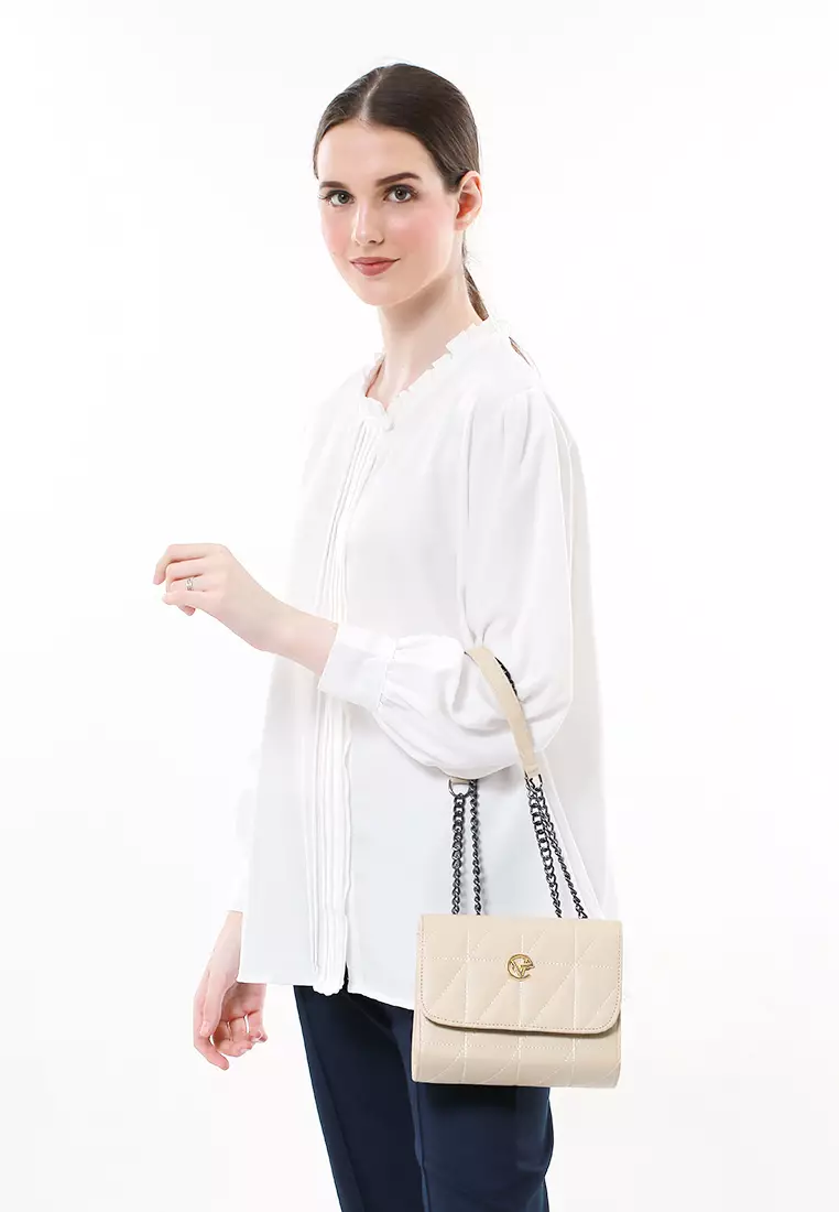 Sherina Tas Selempang Wanita Remaja Rantai Premium Polos - Latte