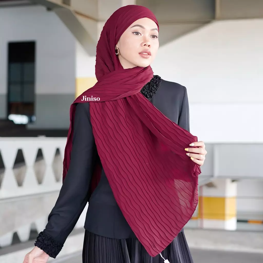 AURA Active Hijab Pashmina Full Plisket Wave