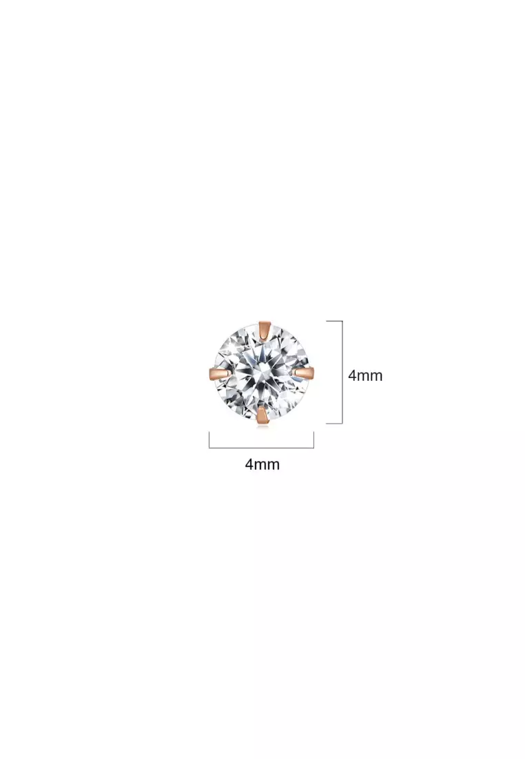 Solid Silver Mary Anne Crystal Stud Earrings In Rose Gold