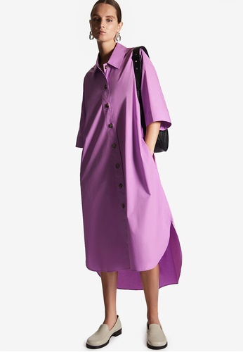 COS purple A-Line Poplin Shirt Dress A14DBAAE3FDEF6GS_1