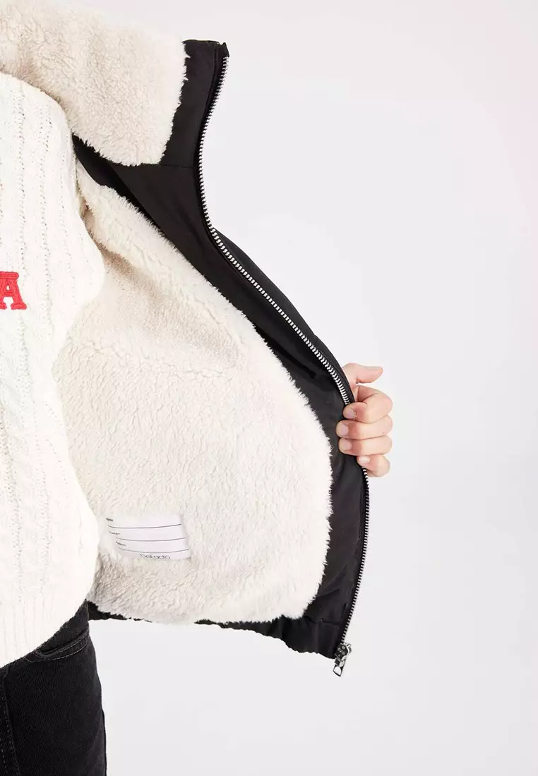 Quilted Stand Up Collar Coat