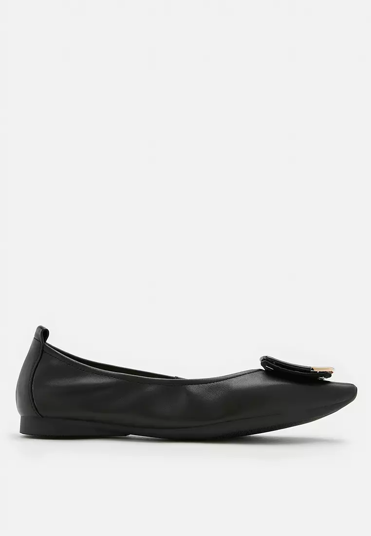 Discount on Pazzion  shoes - SKU: Faye Buckle Square-Toe Flats Black