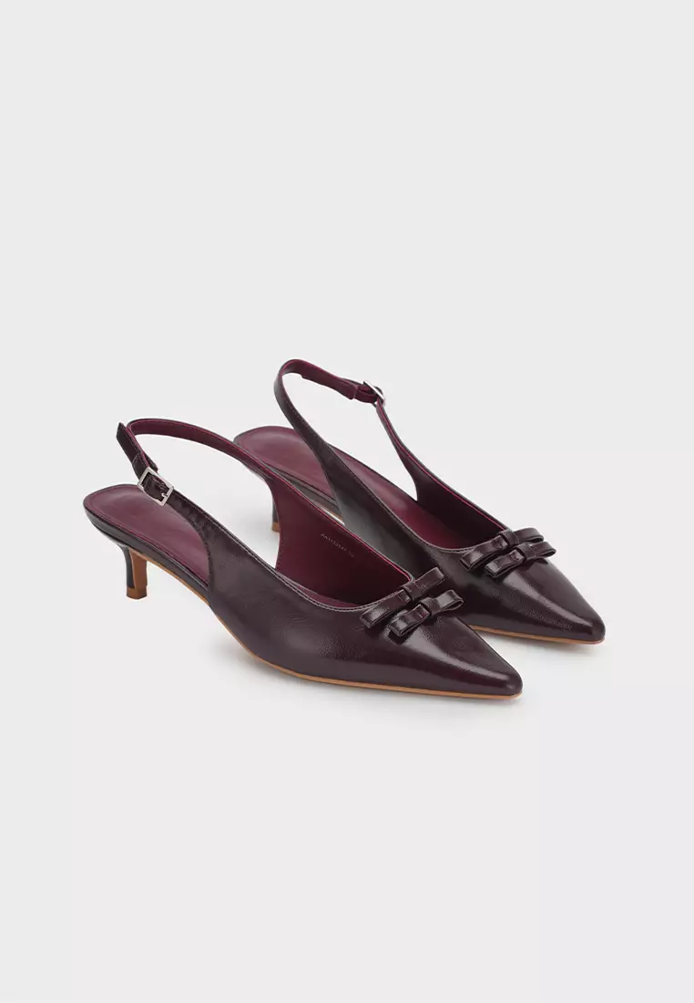 POINTY TOE SLINGBACK HEEL WITH BOW