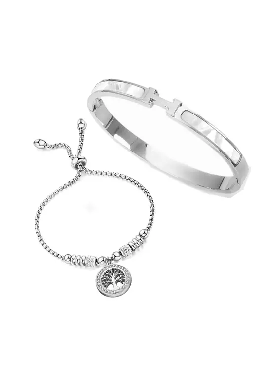 Caterina Bangle Paired with Eden Bracelet Jewellery Set in Silver