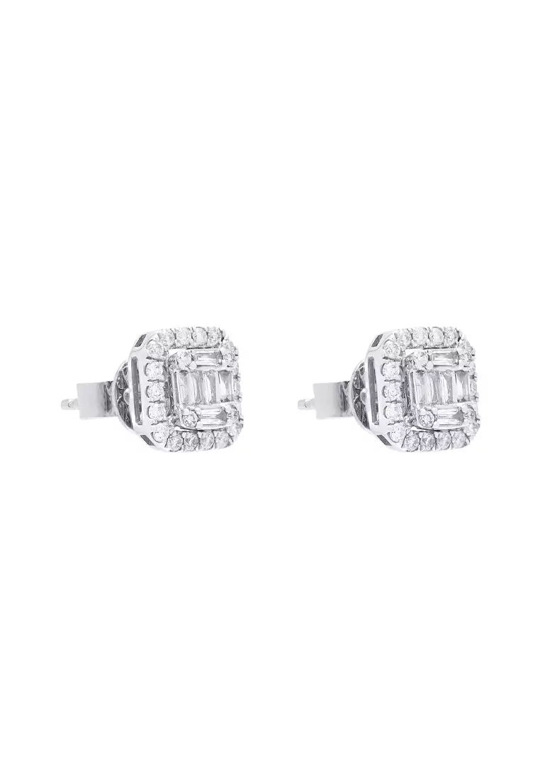 TOMEI Radiant Glowing Diamond Earrings, White Gold 750