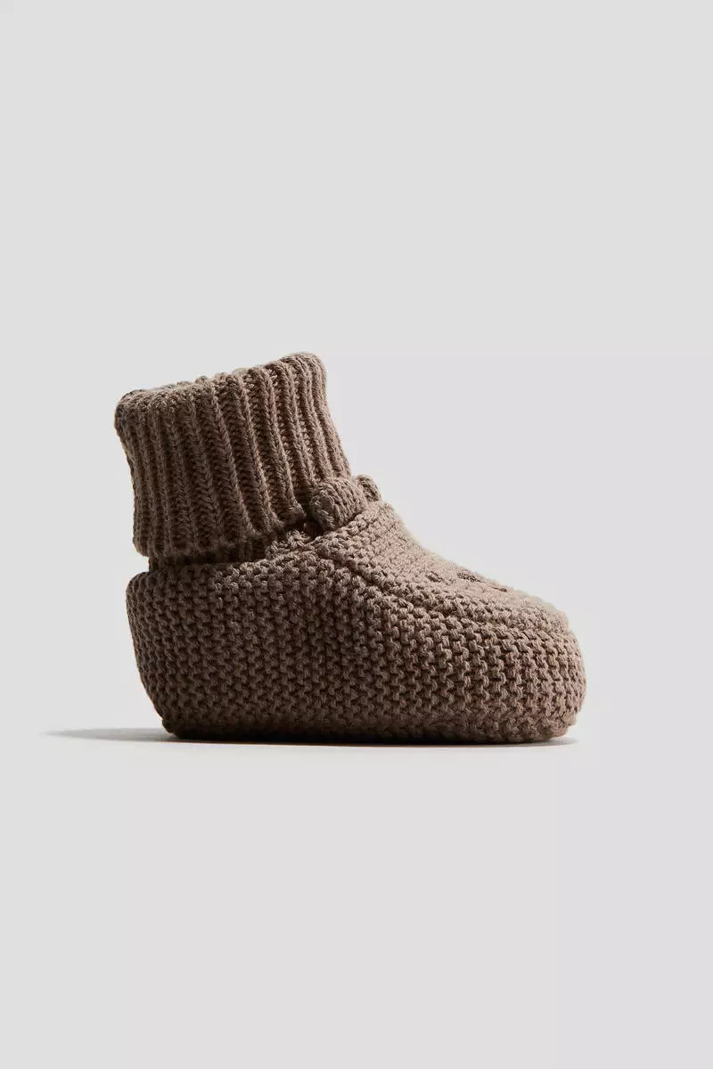 Cotton-knit bootees