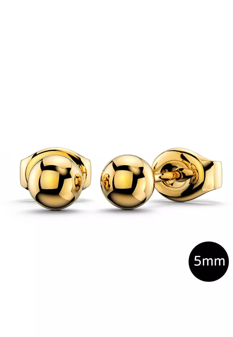 Ball Stud Earrings 5mm-Yellow Gold