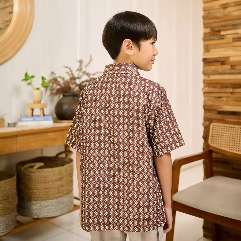 [New Collection] ZM Zaskia Mecca - Myoo Maroon Kemeja Anak - Monogram Rupa | Ramadhan Series