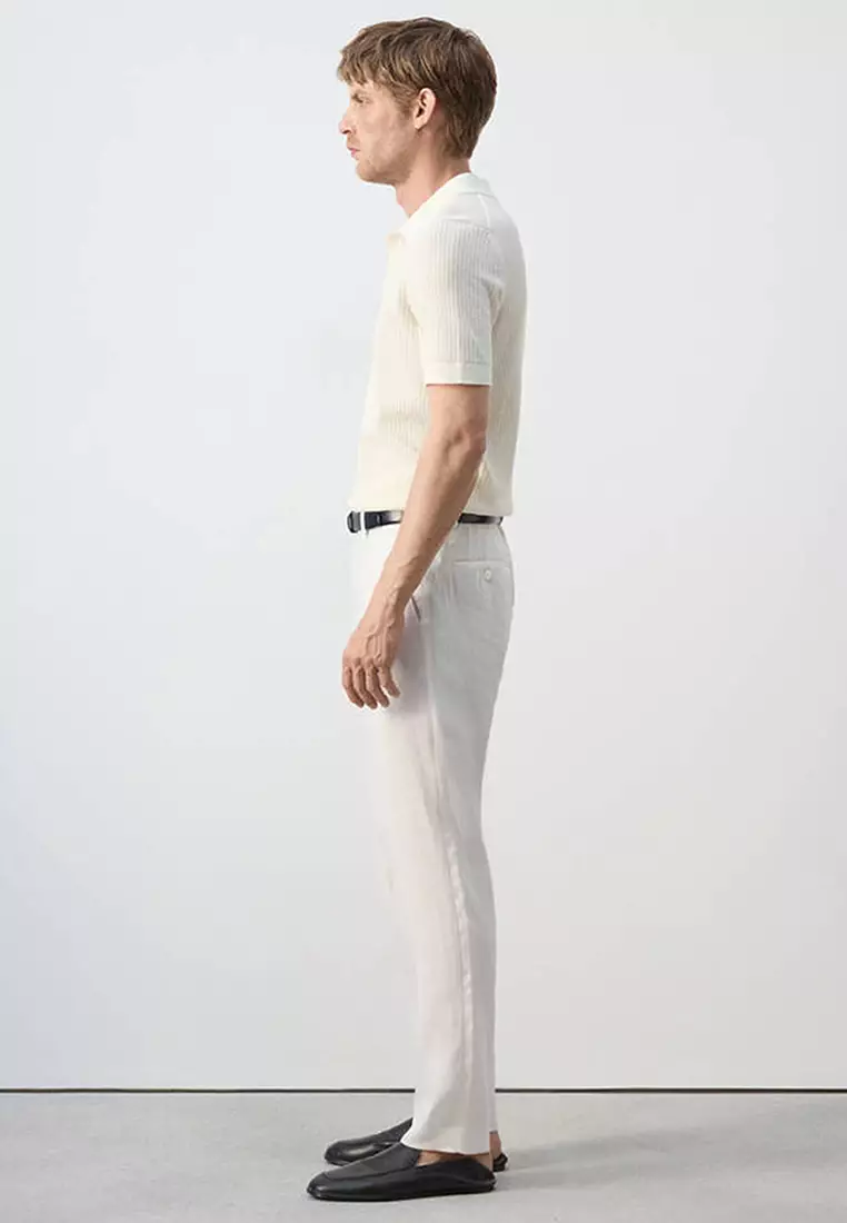 Slim-Fit 100% Linen Trousers
