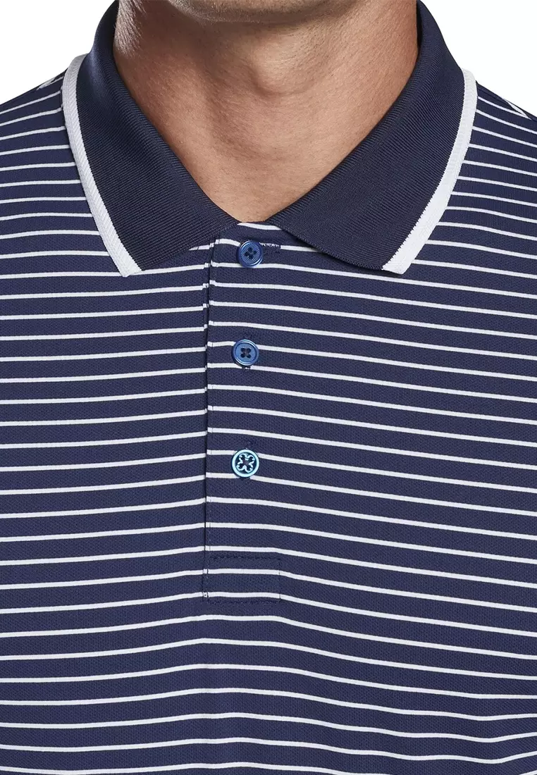 Men's Perforated Stripe Polo Shirt