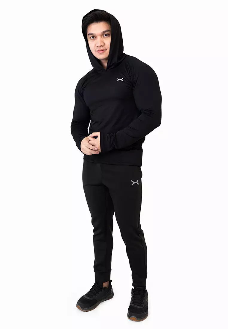 FLEXZONE Sports Hoodie Long Sleeves Tees Essential Series Black