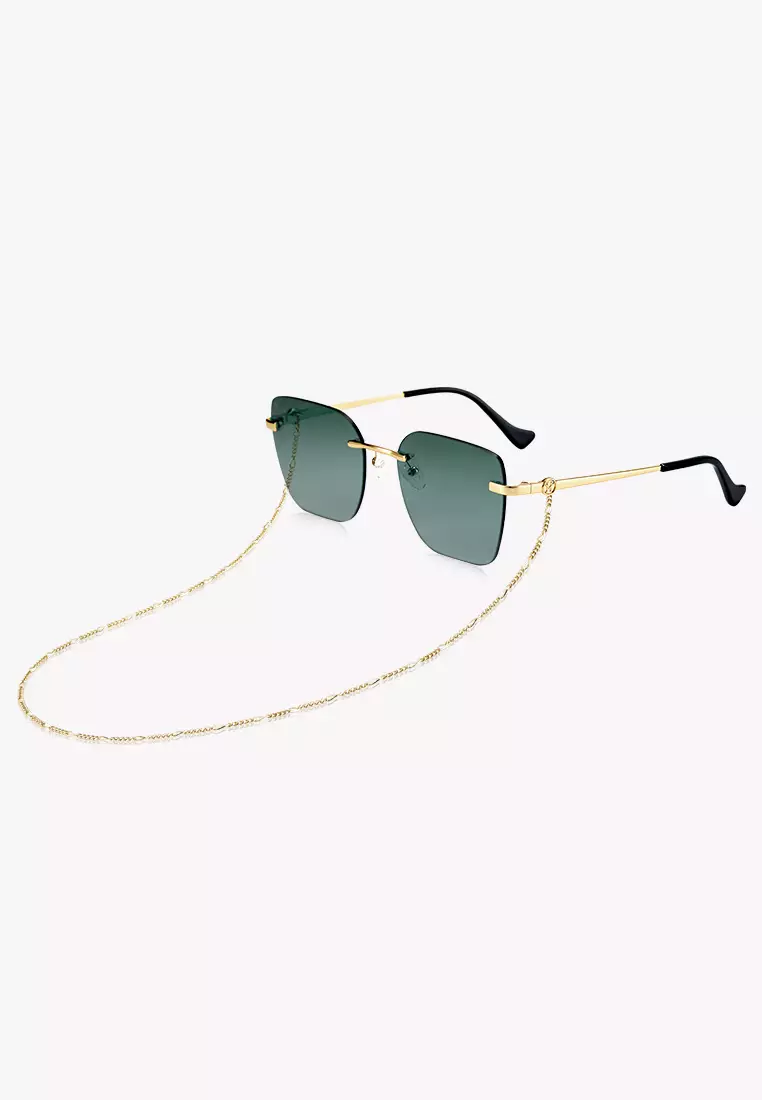 Passang Unisex Fashion Square Frame Sunglasses Frameless Glasses - Green