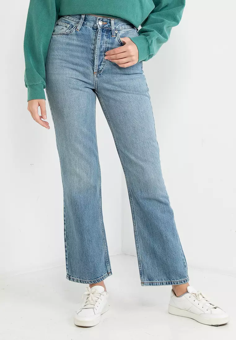 Mid blue straight leg jeans topshop outlet