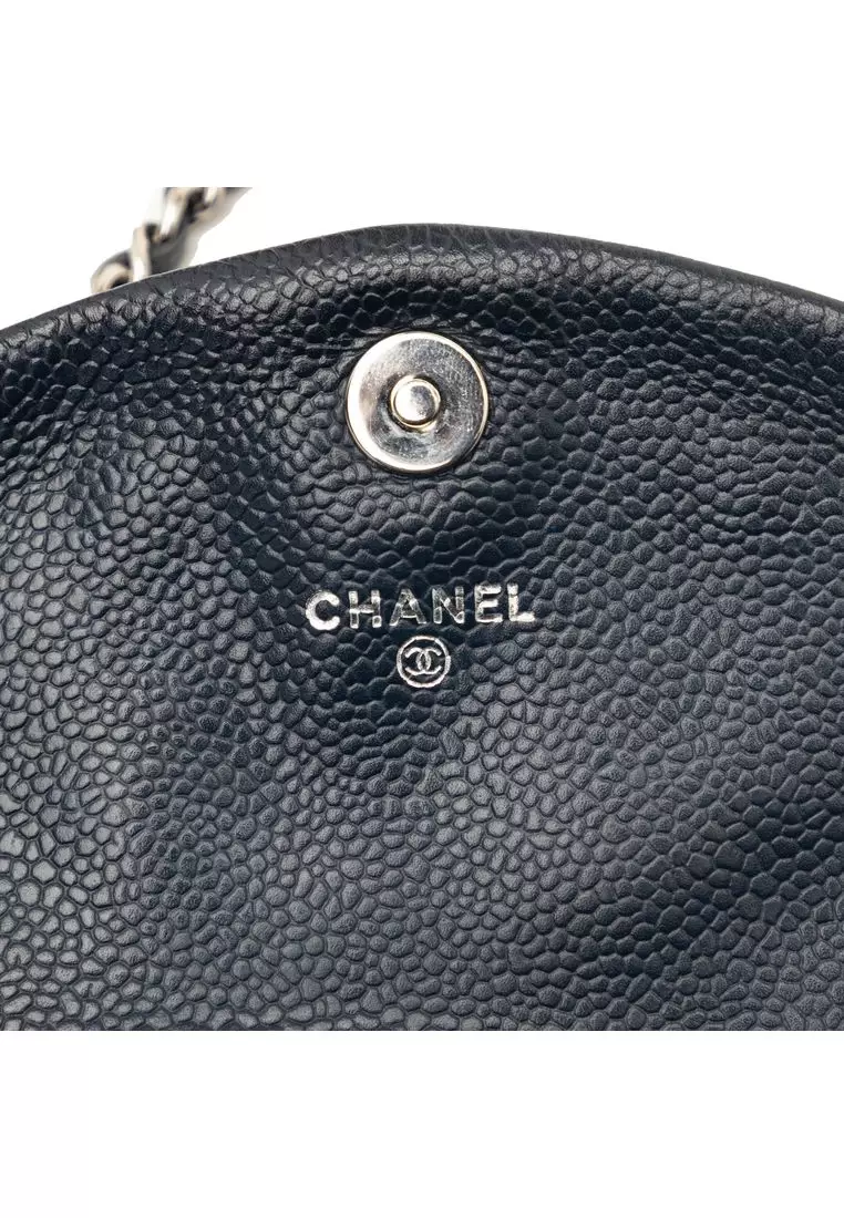Pre-Loved Chanel Cc Caviar Half Moon Wallet On Chain