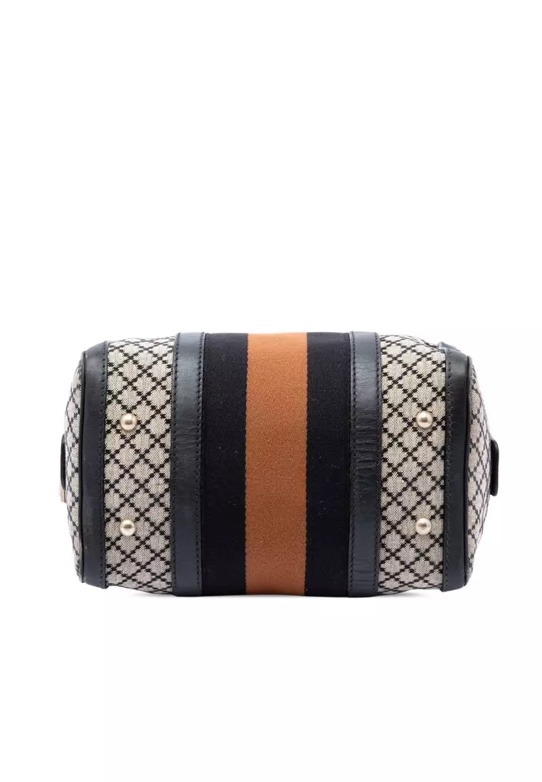 Pre-Loved Gucci Small Diamante Canvas Web Joy Boston Bag