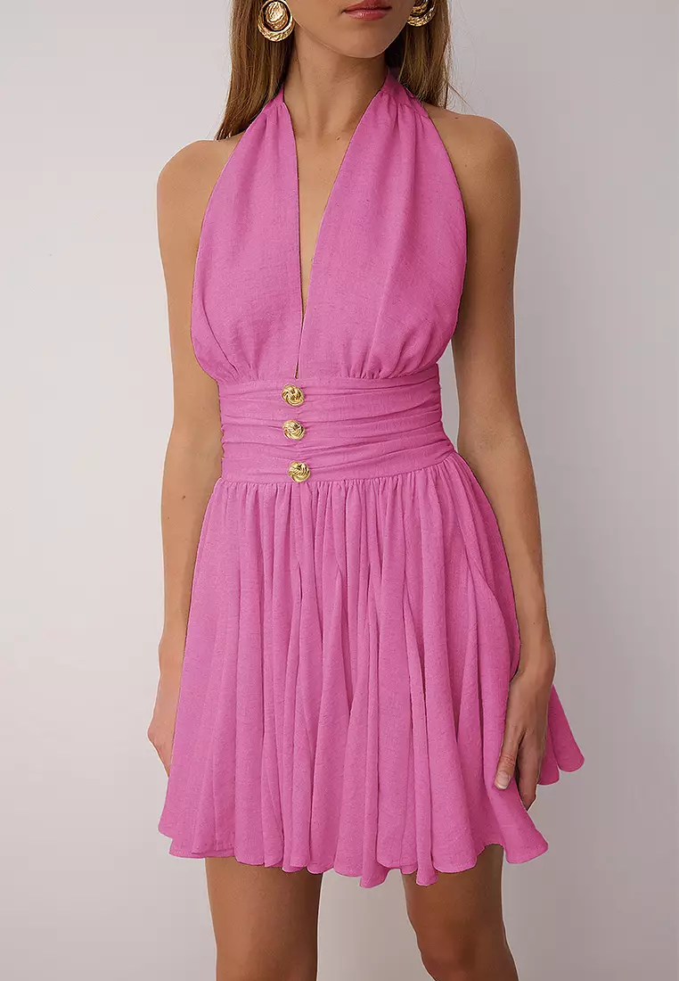 Chiffon Halter Mini Dress
