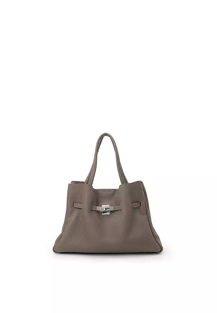 SAOIRSE Soft Structural Belt Tote Bag - Elephant Grey