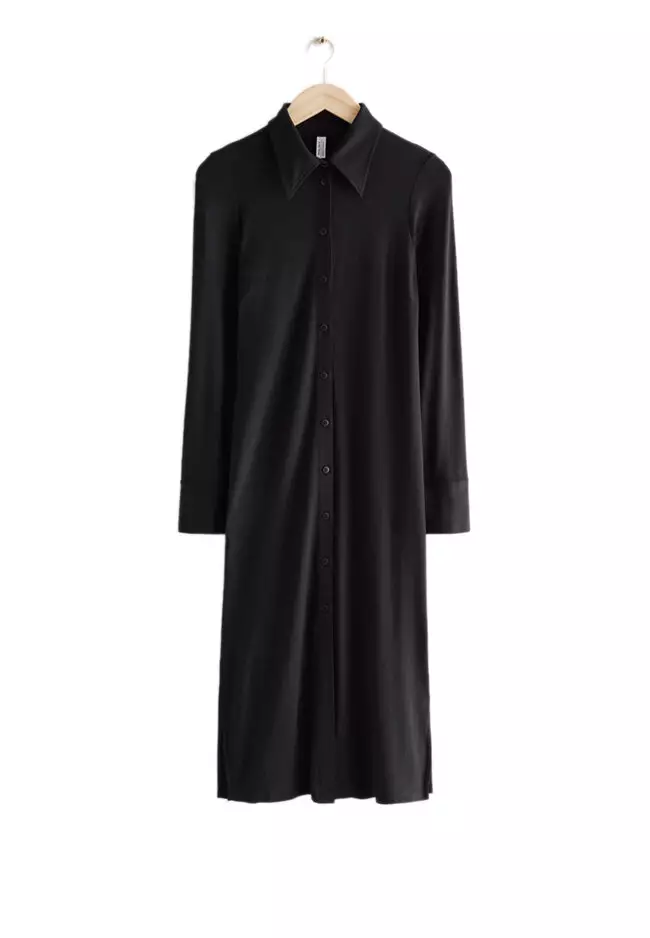Fitted Shirt Midi Dress
