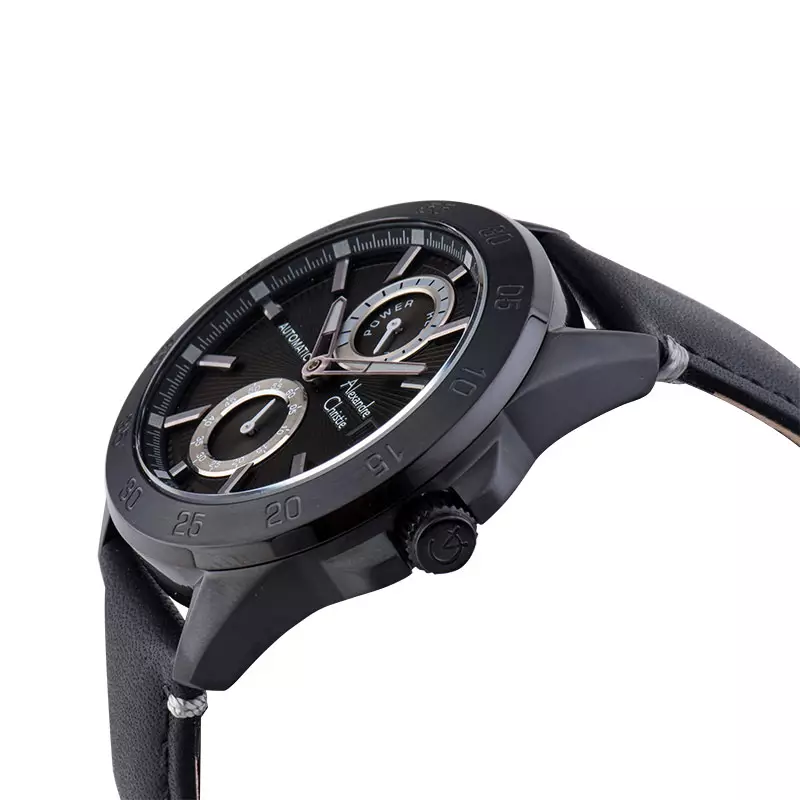 Jam Tangan Pria Alexandre Christie Automatic AC 3045 MA LIPBA Man Black Dial Black Leather Strap