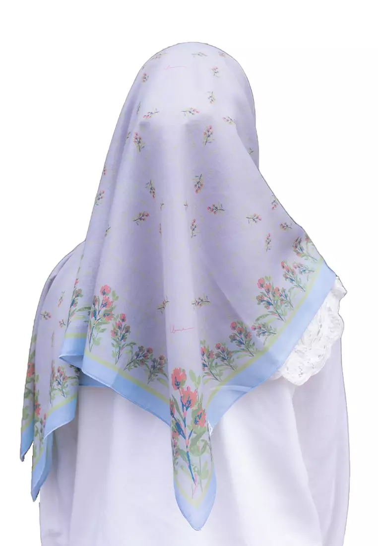Meadow Printed Cotton Voile Square in Dawn Blue
