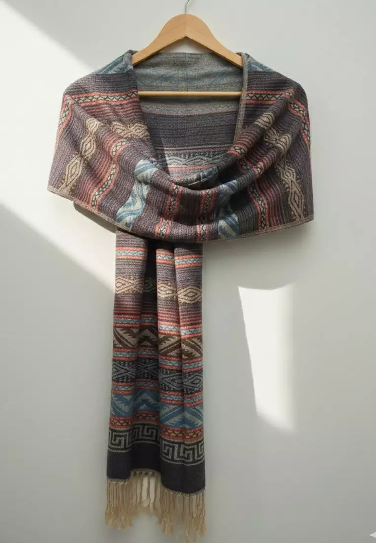 Hijab Pashmina Wanita Reversible Viscose Nomad Weave Pashmina Shawl Syal Wanita Smoked Mauve