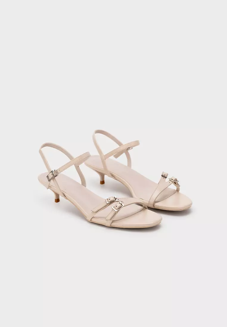 EMBELLISHED STRAP KITTEN HEEL SANDAL